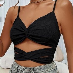 Black Cross Front Tank Top (S)